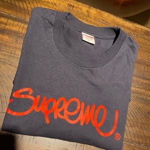 Supreme Handstyle Navy Tee (Size L)